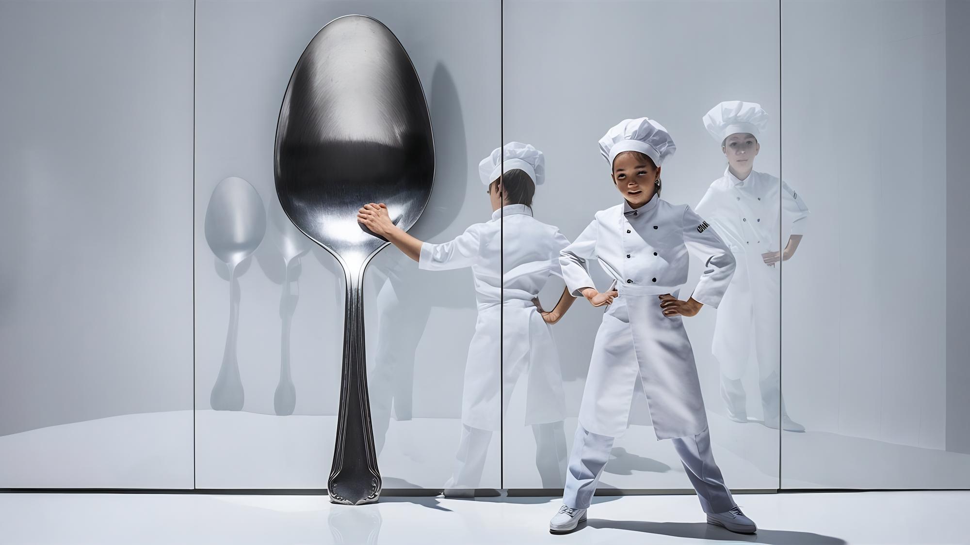 Chef demonstrating technique in modern kitchen